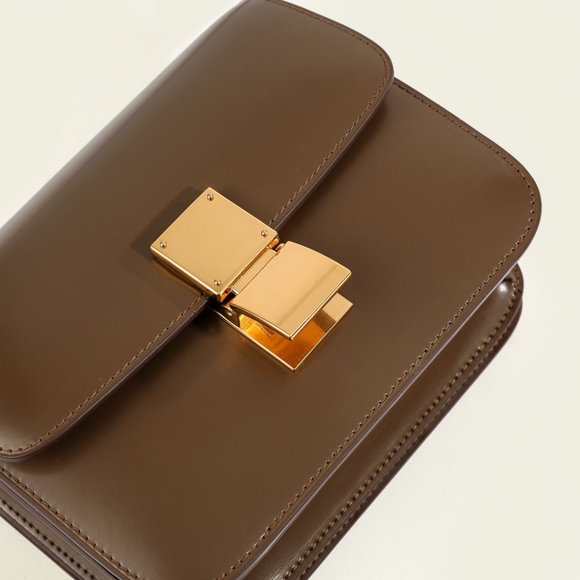 Italian Calfskin Leather Bag, Designer Bag, Italian Leather Box Bag - Picture 8 of 9